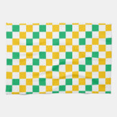 Geel Wit Groen Geruit Ontwerp  Theedoek (Horizontaal)