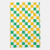 Geel Wit Groen Geruit Ontwerp  Theedoek (Verticaal)
