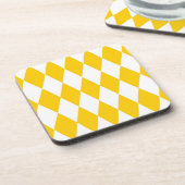 Geel Wit Harlequin Diamonds Checkers Ontwerp Bier Onderzetter (Linkerzijde)