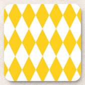 Geel Wit Harlequin Diamonds Checkers Ontwerp Bier Onderzetter (Voorkant)