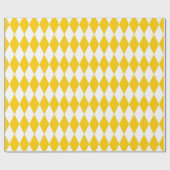 Geel Wit Harlequin Diamonds Checkers Ontwerp Cadeaupapier (Vlak)