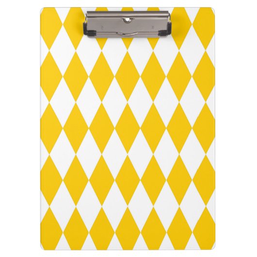 Geel Wit Harlequin Diamonds Checkers Ontwerp Klembord (Voorkant)