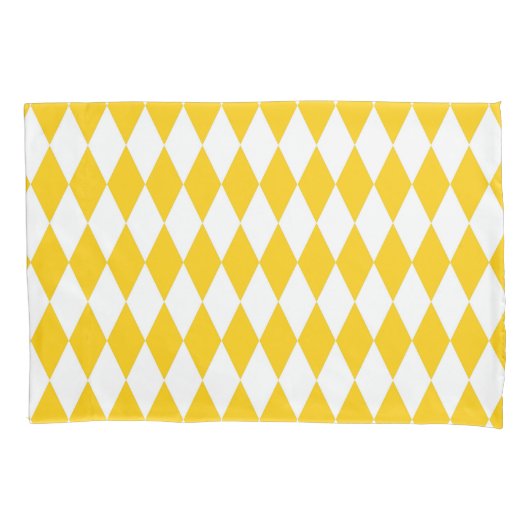 Geel Wit Harlequin Diamonds Checkers Ontwerp Kussensloop (Voorkant)