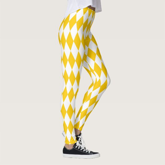 Geel Wit Harlequin Diamonds Checkers Ontwerp Leggings