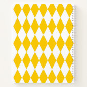 Geel Wit Harlequin Diamonds Checkers Ontwerp Notitieboek (Achterkant)