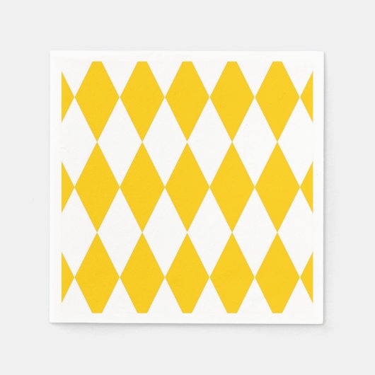 Geel Wit Harlequin Diamonds Checkers Ontwerp Servet (Voorkant)