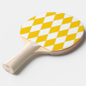 Geel Wit Harlequin Diamonds Checkers Ontwerp Tafeltennisbatje (Voorkant Gekanteld)