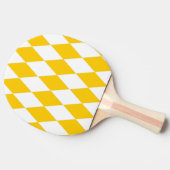 Geel Wit Harlequin Diamonds Checkers Ontwerp Tafeltennisbatje (Zijkant)