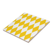 Geel Wit Harlequin Diamonds Checkers Ontwerp Tegeltje (Zijkant)
