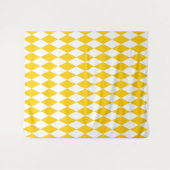Geel Wit Harlequin Diamonds Checkers Ontwerp Wandkleed (Voorkant (horizontaal))