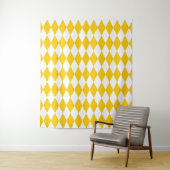 Geel Wit Harlequin Diamonds Checkers Ontwerp Wandkleed (In situ)