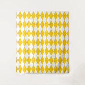 Geel Wit Harlequin Diamonds Checkers Ontwerp Wandkleed (Voorkant)