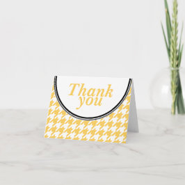 Geel & Wit Houndstooth aangepaste Dank u kaart
