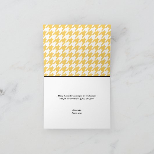 Geel & Wit Houndstooth aangepaste Dank u kaart (Binnen)