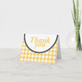 Geel & Wit Houndstooth aangepaste Dank u kaart (Voorkant)