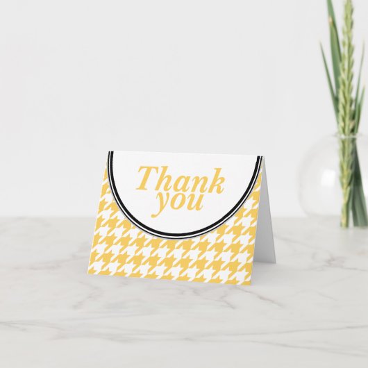Geel & Wit Houndstooth aangepaste Dank u kaart (Voorkant)