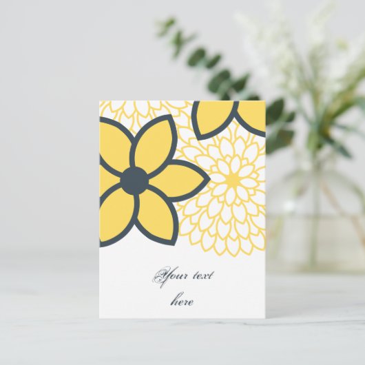 Geel, wit, houtskool Moderne Floral Briefkaart (Staand voorkant)