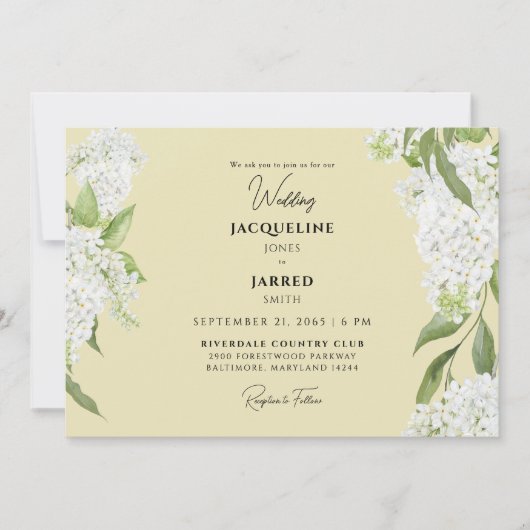 Geel wit Hydrangeas bruiloft Kaart (Voorkant)