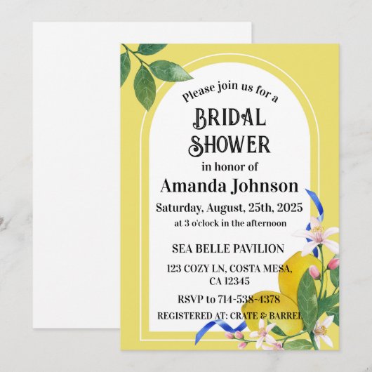 Geel & Wit Italiaans Citroenbloesem Vrijgezellenfe Kaart (Voorkant / Achterkant)