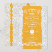 Geel & Wit Kant BRIDAL DOUCHE Uitnodigingen (Voorkant / Achterkant)