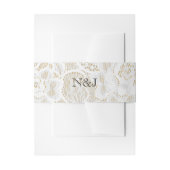 Geel & Wit Kant Rustiek Eenvoudig Elegant Huwelijk Uitnodigingen Wikkel (Voorkant Voorbeeld)