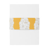 Geel & Wit Kant Rustiek Eenvoudig Elegant Huwelijk Uitnodigingen Wikkel (Achterkant Voorbeeld)