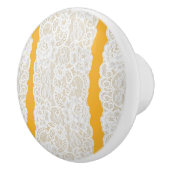 Geel & Wit Kant Rustiek Romantisch Elegant Keramische Knop (Rechts)