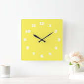 Geel Wit Kleurrijke Heldere Douanekleurendecor Vierkante Klok (Huis)