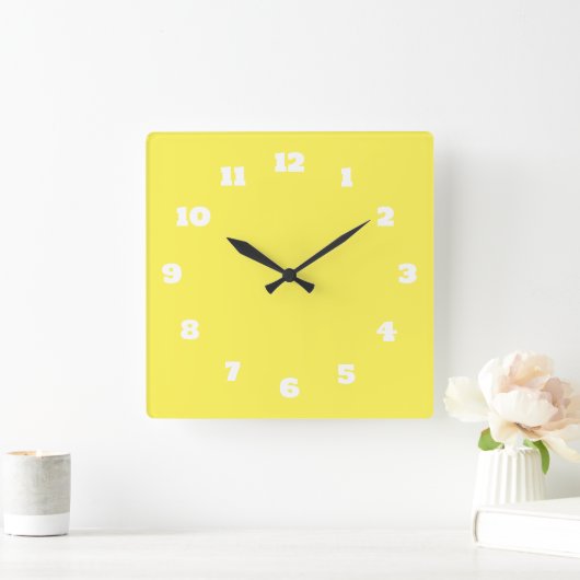 Geel Wit Kleurrijke Heldere Douanekleurendecor Vierkante Klok (Huis)