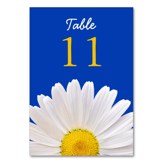 Geel Wit Kobalt Shasta Daisy Flower Wedding Kaart (Voorkant)