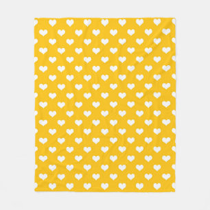 Geel Wit Liefde Hart Patroon Ontwerp Fleece Deken
