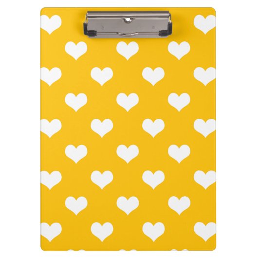Geel Wit Liefde Hart Patroon Ontwerp Klembord (Voorkant)