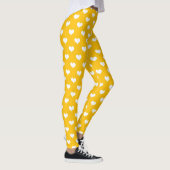 Geel Wit Liefde Hart Patroon Ontwerp Leggings (Rechts)