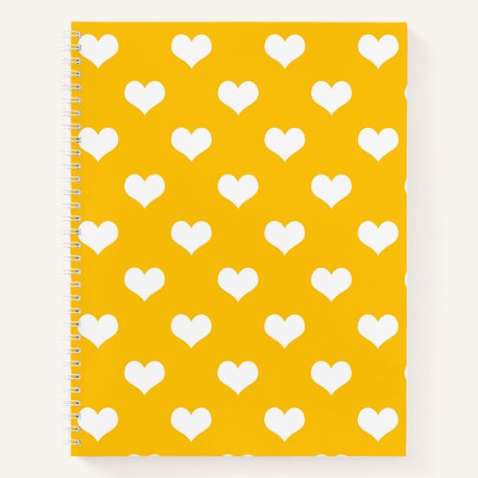 Geel Wit Liefde Hart Patroon Ontwerp Notitieboek (Voorkant)
