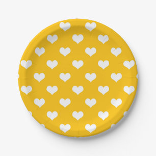 Geel Wit Liefde Hart Patroon Ontwerp Papieren Bordje