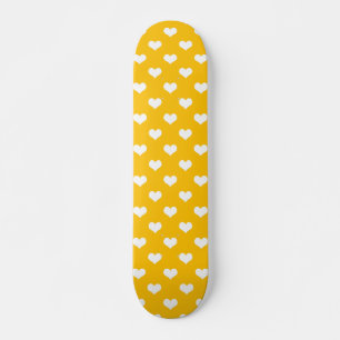 Geel Wit Liefde Hart Patroon Ontwerp Persoonlijk Skateboard