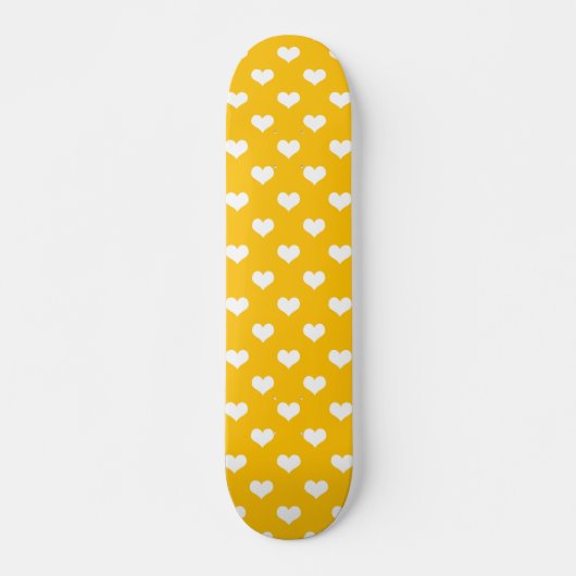Geel Wit Liefde Hart Patroon Ontwerp Persoonlijk Skateboard (Voorkant)
