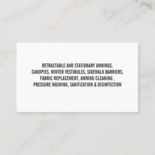 Geel wit luifel diensten schoonmaak professional visitekaartje (Achterkant)