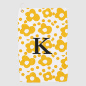 Geel wit madeliefje bloempatroon en monogram muts golfhanddoek (Voorkant)