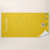  geel wit madeliefjes bloem gepersonaliseerd strandlaken (Voorkant)