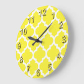 Geel wit Marokkaans Quatrefoliepatroon #5 Grote Klok (Hoek)