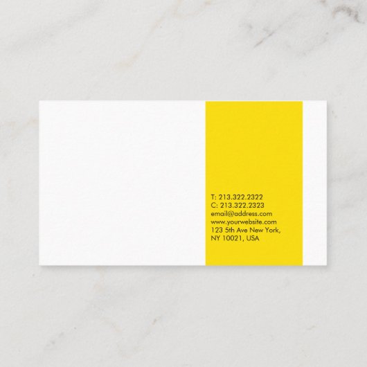 Geel Wit Modern Professioneel Elegant Eenvoudig Visitekaartje (Achterkant)
