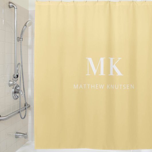Geel wit monogram initialen naam douchegordijn