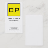 Geel wit monogram Modern Minimalistisch Plain Visitekaartje (Voorkant / Achterkant)