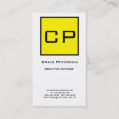 Geel wit monogram Modern Minimalistisch Plain Visitekaartje (Voorkant)