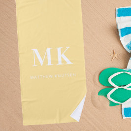 Geel wit monogram naam initialen strandlaken