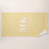 Geel wit monogram naam initialen strandlaken (Voorkant)