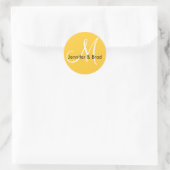 Geel Wit Namen Monogram Bruiloft Favor Sticker (Tas)