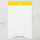 Geel wit omgevormd Initiaal monogram Briefpapier (Voorkant)