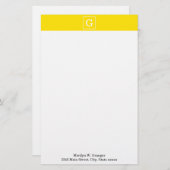 Geel wit omgevormd Initiaal monogram Briefpapier (Voorkant / Achterkant)